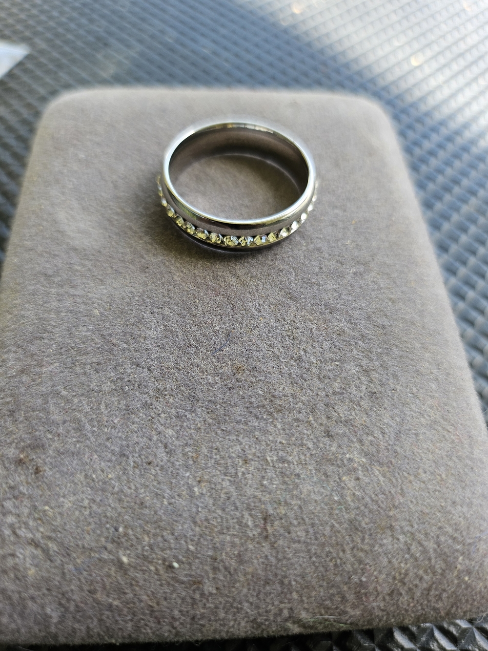 Silver Crystal-Accent Band Ring